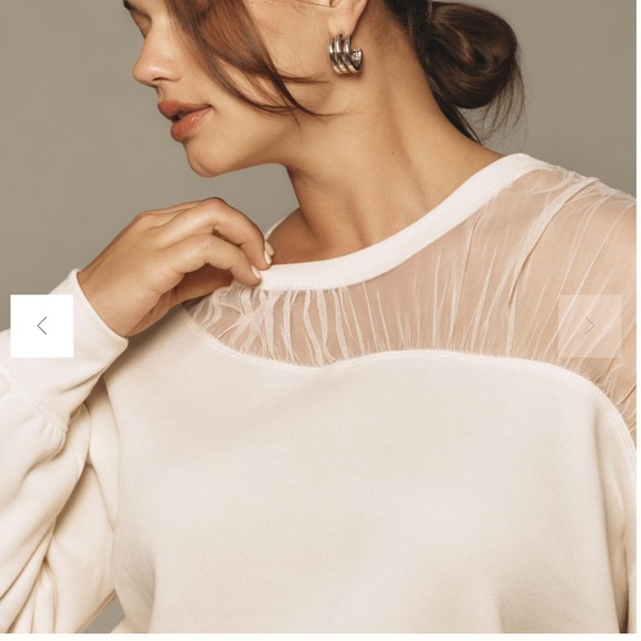 Maeve Anthropologie Long-Sleeve Off-The-Shoulder Sheer Top - Picture 2 of 16